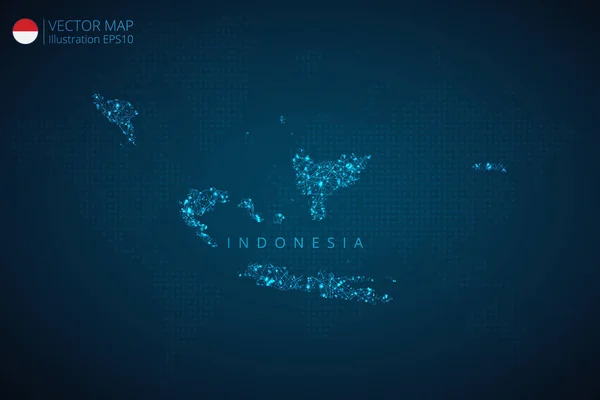 Індонезія Карта Сучасного Дизайну Абстрактними Цифровими Технологіями Сітки Багатокутних Форм — стоковий вектор