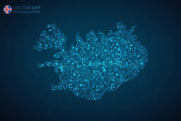 Ισλανδία Χάρτης Σύγχρονη Σχεδίαση Αφηρημένη Ψηφιακή Τεχνολογία Πλέγματος Πολυγωνικά Σχήματα — Διανυσματικό Αρχείο