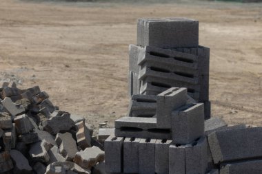 Kaldırım inşaatı için tuğlalar. Yüksek kalite fotoğraf