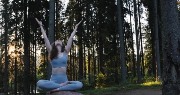 Mujer Yoga Relajarse Naturaleza Foto Alta Calidad — Vídeos de Stock