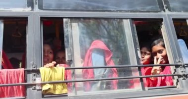 Kolkata,West Bengal,India March 18th,2019 Passengers travelling in a local bus in Kolkata City. High quality 4k footage