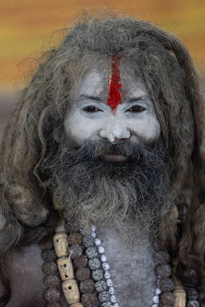 Amilnadu India Feb 2023 Old Indian Hindu Sadhu Com Barba — Fotografia de Stock