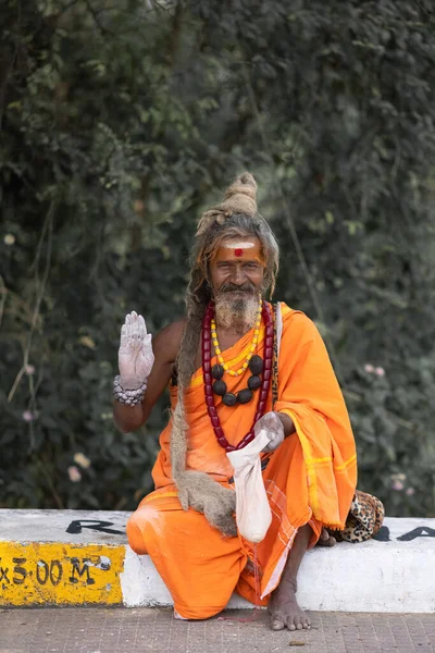 Amilnadu India Feb 2023 Viejo Sadhu Hindú Indio Con Barba —  Fotos de Stock