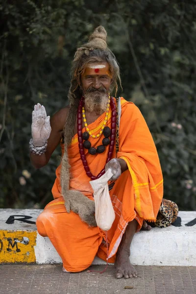 Amilnadu India Feb 2023 Old Indian Hindu Sadhu Com Barba — Fotografia de Stock
