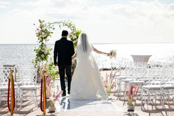 Sposo Sposa Alla Cerimonia Nozze Foto Alta Qualità — Foto Stock