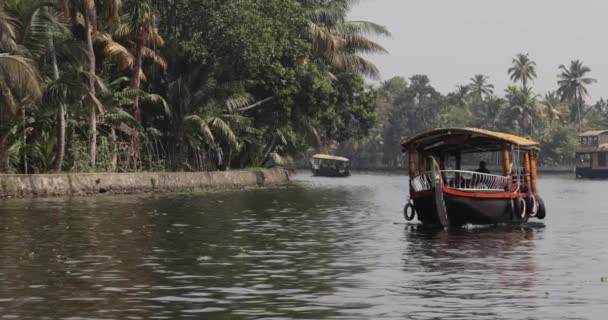 Alleppey Índia Janeiro 2023 Enquanto Estiver Tradicional Barco Kettu Valam — Vídeo de Stock