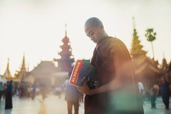 Myanmar Února 2021 Buddhistický Mnich Myanmaru Kvalitní Fotografie — Stock fotografie