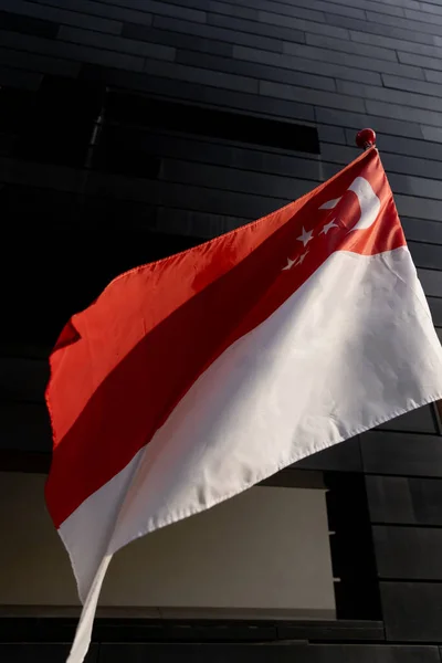 Сингапурский Флаг Выделен Черном Фоне Обрезкой Пути Символы Флага Сингапура — стоковое фото