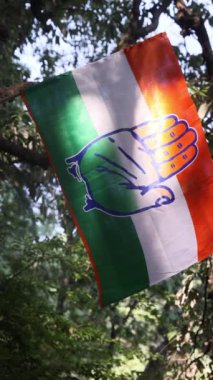 El resmi olan bir Kızılderili bayrağı. Hint seçimleri. Hindistan Cumhuriyeti Bharat Hindustan. Yüksek kalite 4k görüntü