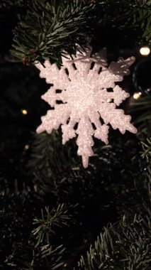 Noel ağacında bir kar tanesi. Yüksek kalite 4k görüntü