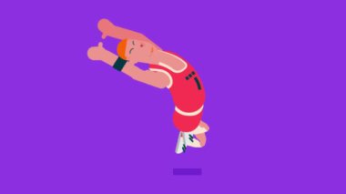 Basketbol kıyafetleri içinde basketbol oyuncusu, hızlı koşuyor ve dans ediyor, düz Avatar 4K video.