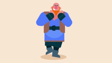 Nazik dev yürüyen ve dans eden, büyük kel dev mutlu hisseden, Düz Avatar video 4k