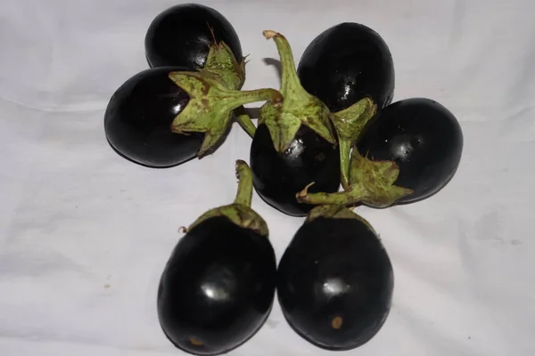 Selective Focus Image Eggplant Brinjal White Background — Stock Photo, Image