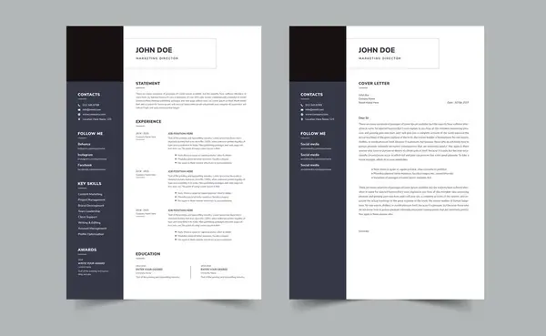 stock vector Resume and Cover Letter, Minimalist resume cv template