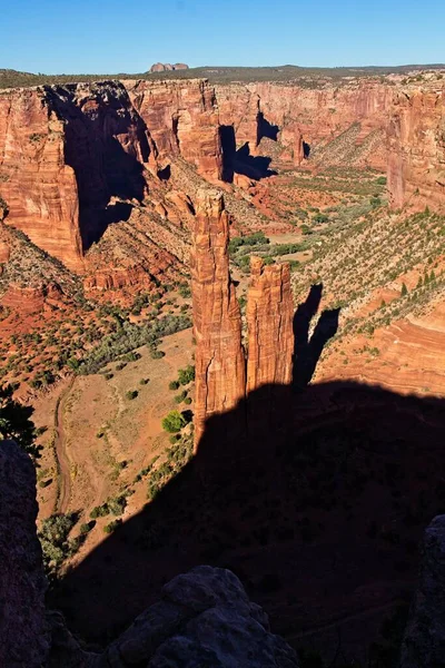 Spider Rock Canyon Chelle Arizona Com Vista Para Horizonte Falésias — Fotografia de Stock