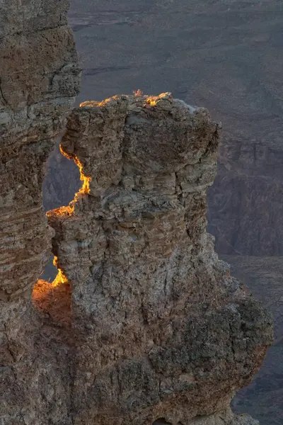 stock image Closeup of rock formation at the Grand Canyon, Arizona at sunset.