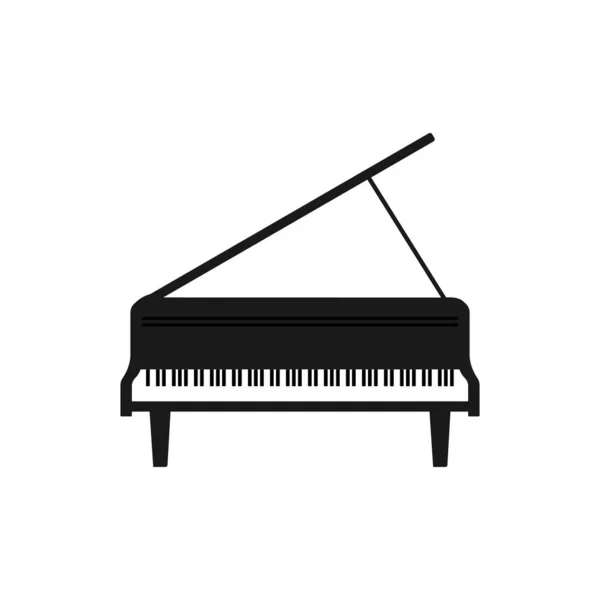 Hudební Nástroj Klavír Černé Vektorové Ilustrace Izolované Bílém Pozadí — Stockový vektor