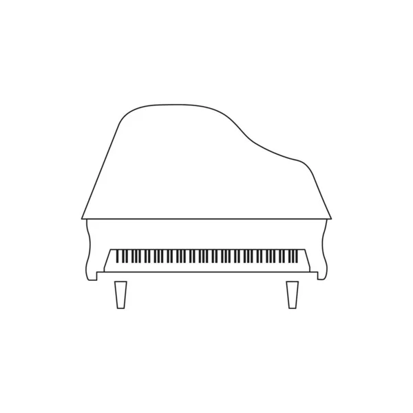 Outline Vector Illustration Grand Piano Top View Keyboard Monochrome Minimalism — Stock Vector
