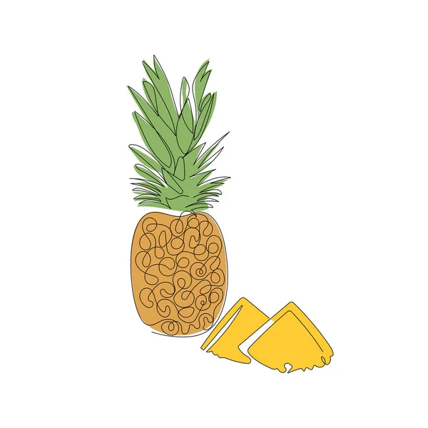 Piña Simple Ilustración Vectorial Minimalista Fruta Tropical Fresca Colorida Aislada — Vector de stock