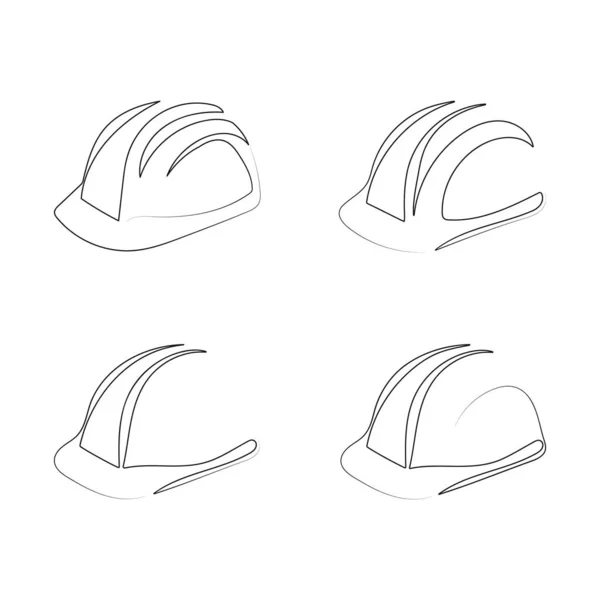 Stavební Helma Jeden Styl Kresby Čáry Tvrdá Čepice Koncepce Pracovních — Stockový vektor