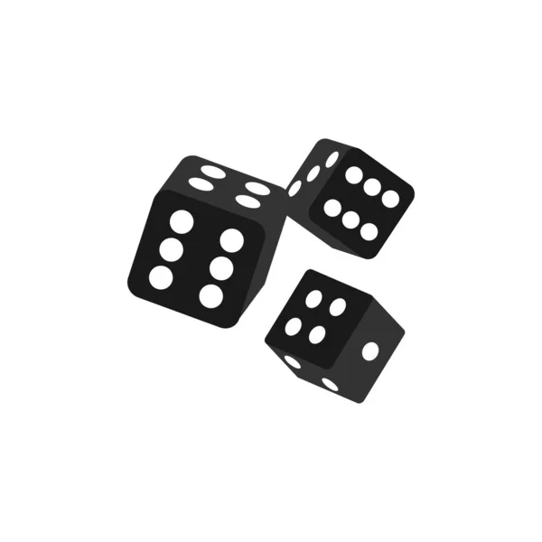 现实的黑色骰子隔离了3D个物体 赌博游戏 桌面或棋盘游戏 矢量说明 — 图库矢量图片