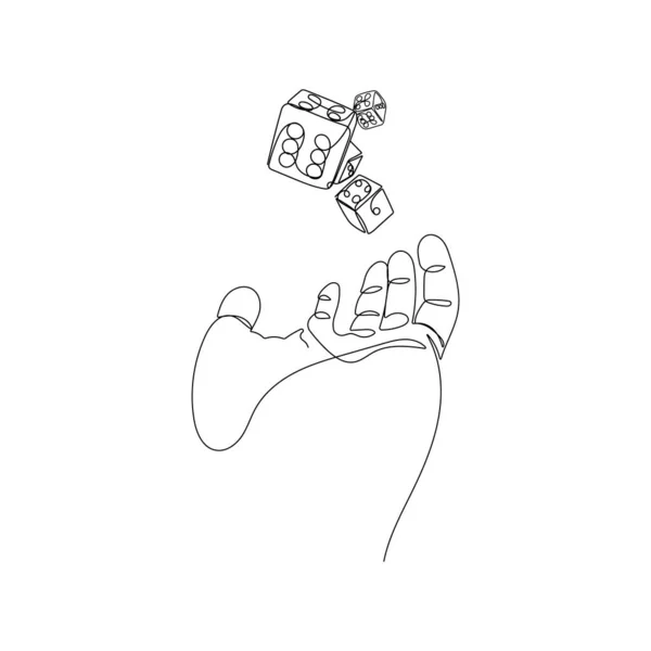 Рука Ігровими Кістками Людина Кидає Тріщини Gambler Бізнес Ризик Концепція — стоковий вектор