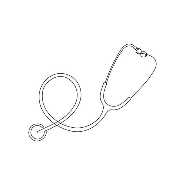 Medyczny Stetoskop Sztuka Jednej Linii Sprzęt Badania Stanu Serca Pacjenta — Wektor stockowy