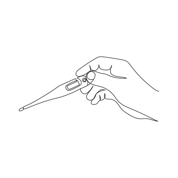 Termómetro Mão Uma Linha Arte Ilustração Vetorial Desenhada Mão —  Vetores de Stock