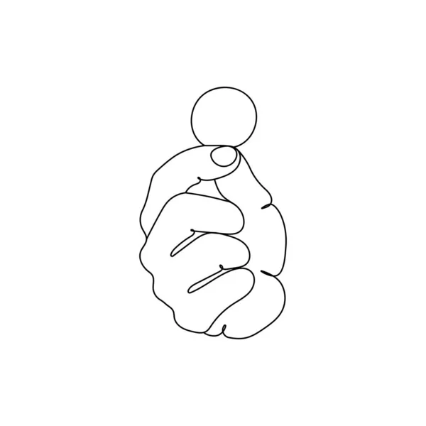 Ένα Ανθρώπινο Χέρι Κρατάει Νόμισμα Ένα Σχέδιο Γραμμής Έννοια Των — Διανυσματικό Αρχείο