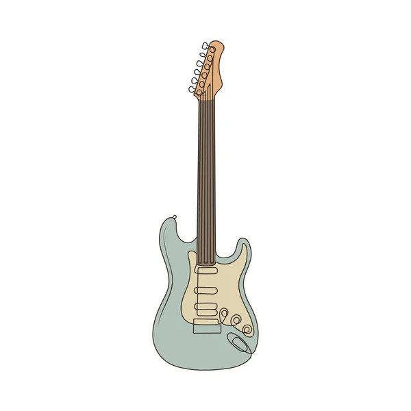 Guitarra Elétrica Instrumento Musical Colorido Desenhado Mão Ilustração Vetorial Arte — Vetor de Stock