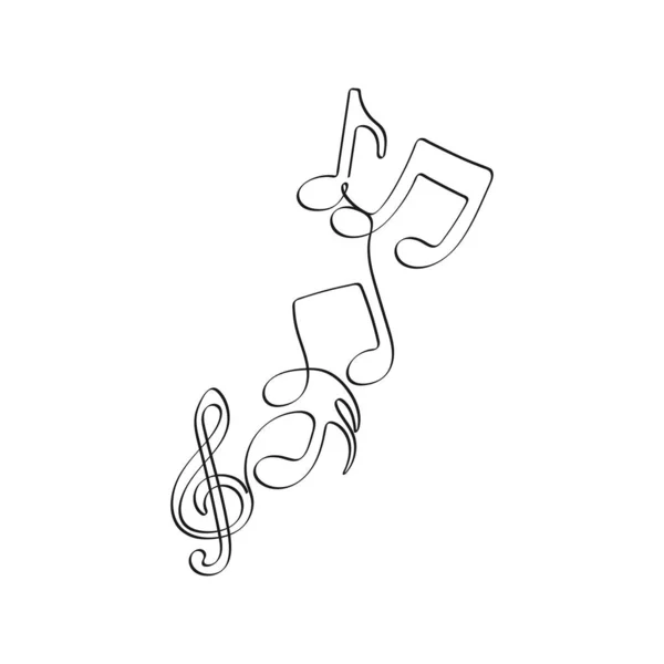 Hudební Poznámky Jedna Čára Hudební Symbol Ručně Kreslená Vektorová Ilustrace — Stockový vektor