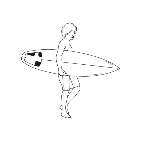 Surfař Surfařem Ručně Kreslená Vektorová Ilustrace — Stockový vektor