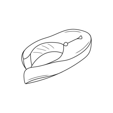 Somon balığı bifteği. Karalama çizimi. El çizimi vektör illüstrasyonu.