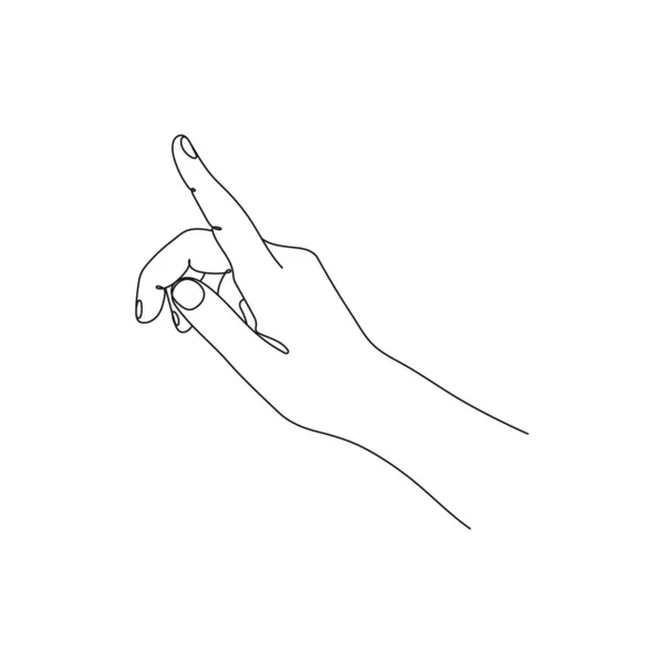 Hand Gest Med Pekfingret Linjeteckning Handritad Vektor Illustration — Stock vektor