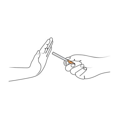 Sigara içmeyi bırak. Tütün yok, sigara yok. Çizgi çizimi. El çizimi vektör illüstrasyonu.