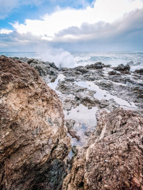 beautiful view of the sea in a cloudy day