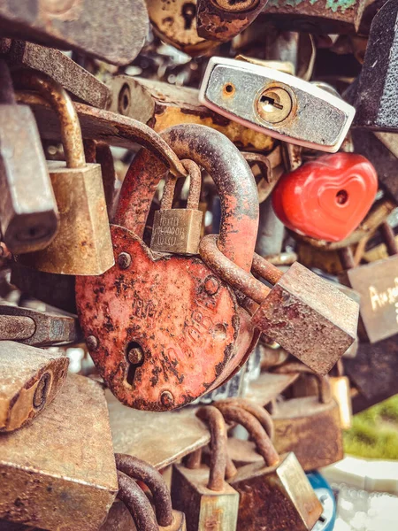 stock image old rusty padlock in the shape of heart