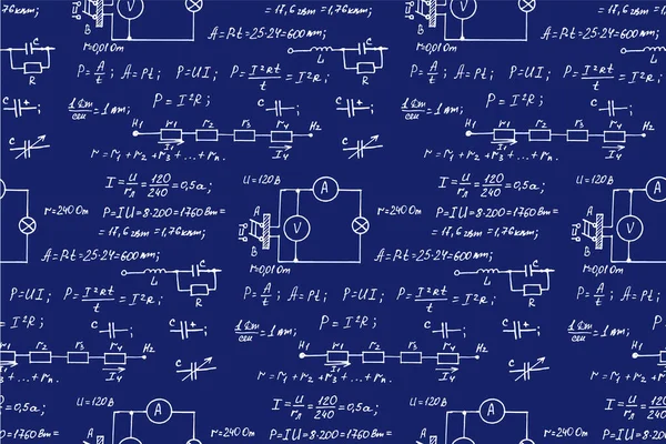 Fyzika Elektronické Inženýrství Matematika Rovnice Schéma Výpočty Nekonečné Ruční Psaní — Stockový vektor