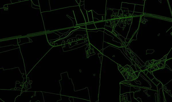 Mappa Topografica Astratta Sullo Schermo Radar Vettore Retro Verde Nero — Vettoriale Stock