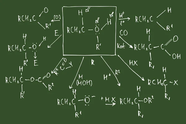 Chemistry Vector Doodle Set Blackboard Hand Drawn Cartoon Background Science — Stock Vector