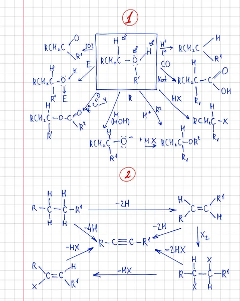 Fórmula Química Contornos Folha Caderno Formação Vectorial Notação Retro Escolar —  Vetores de Stock