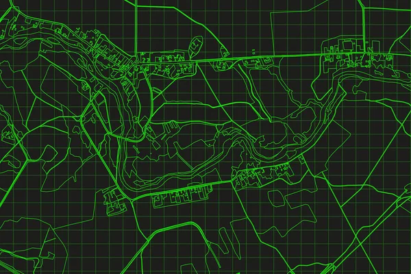 Абстрактная Топографическая Карта Экране Радара Векторное Ретро Зеленый Черный Фон — стоковый вектор