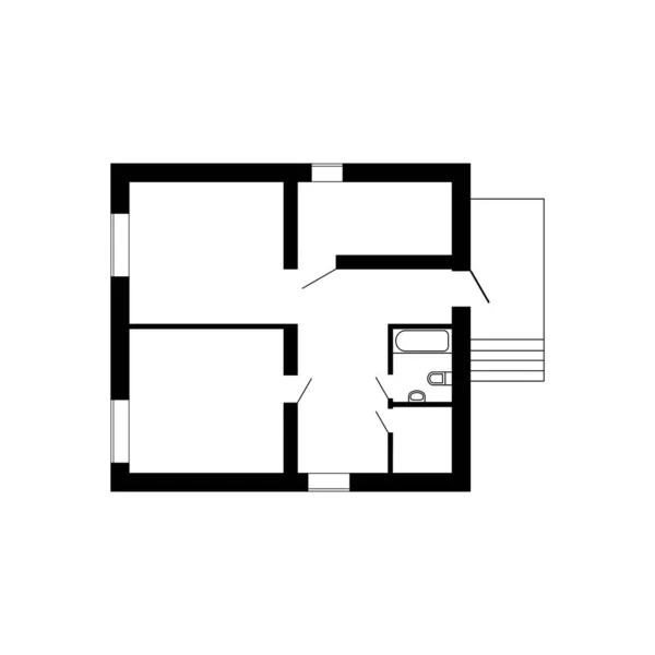Schwarz Weiß Grundriss Einer Modernen Unmöblierten Wohnung Für Ihr Design — Stockvektor