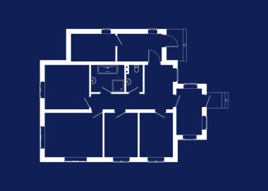 Modern bir dairenin kat planı. Vektör taslağı. Mimari arka plan.