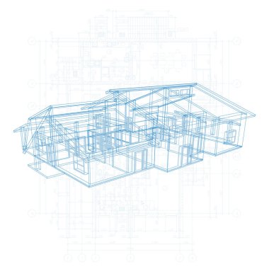 Ayrıntılı mimari plan. 3 boyutlu vektör planı. Modern soyut arkaplan.