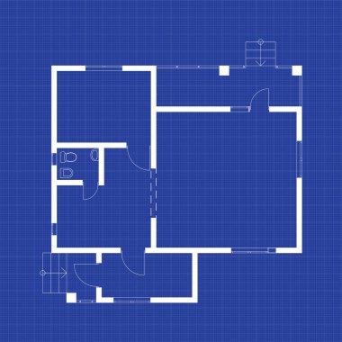 Grafik kağıdının üzerinde modern bir dairenin planı. Vektör evinin içi. Mimari arka plan.