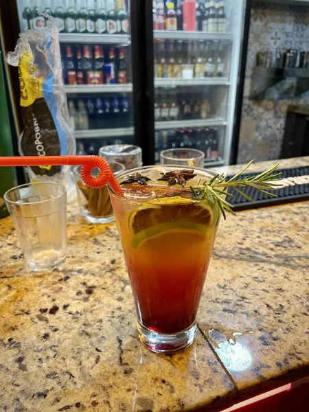 Cóctel Con Hielo Lima Mesa Bar — Foto de Stock