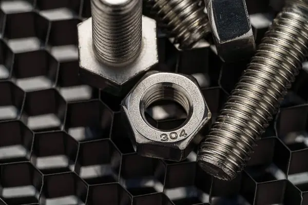 Steel Nuts Bolts Dark Background — Stock Photo, Image