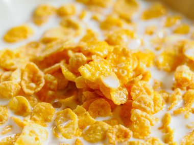 Sağlıklı mısır gevreği ve süt.