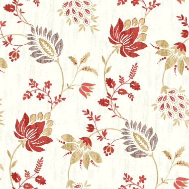 Kumaş yazdırma vektör takibi için çiçek yineleme tasarımı 